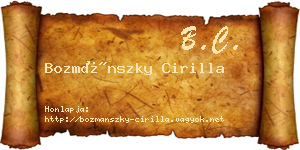 Bozmánszky Cirilla névjegykártya